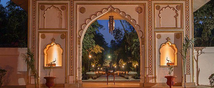 An arch in the veranda of The Bagh