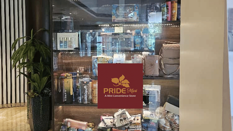 Retail display showcasing diverse products within Pride Hotels Group.