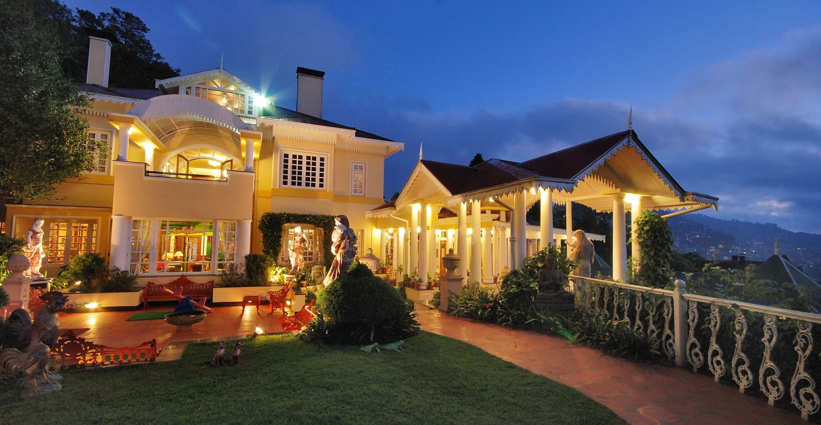exterior facade of the resort during night time - Mayfair Hill Resort, Darjeeling