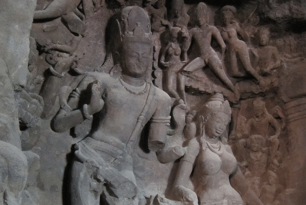 Scenes from hindu mythology carved in stone