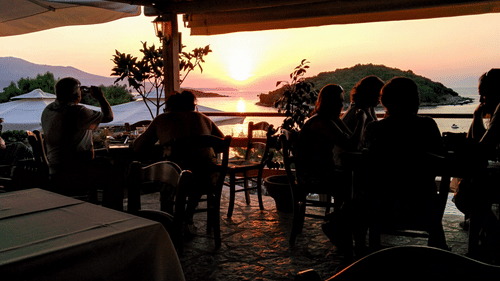 beach cafe during sunset