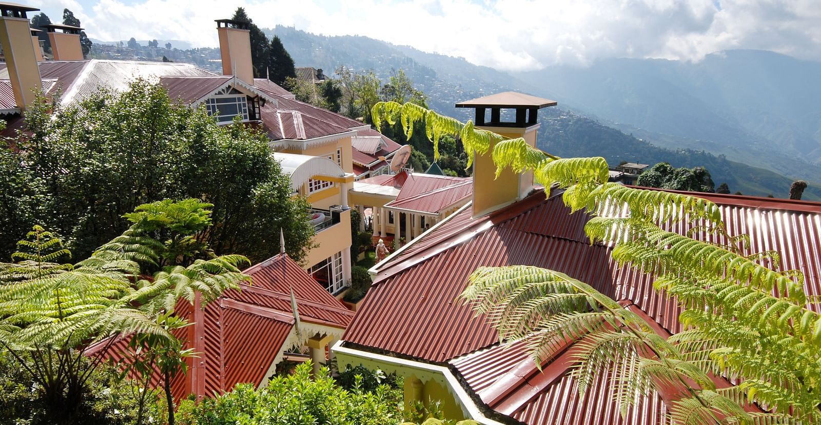 aerial view of the resort and the mountains - Mayfair Hill Resort, Darjeeling