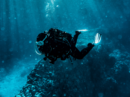 a person scuba diving