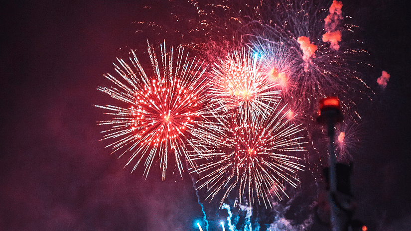 Fireworks over a beach - New Year in Goa