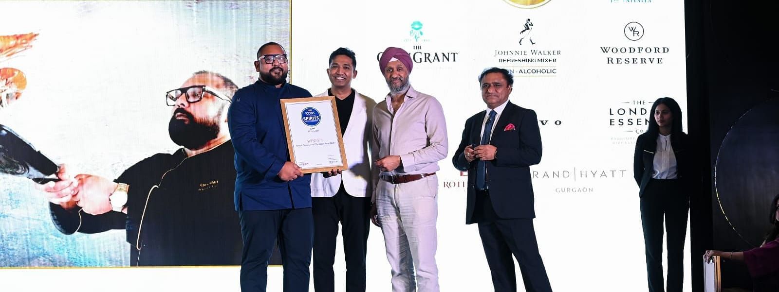 Chef Ankur Gulati receiving the Chef of the Year award at the Icons of Whisky India Awards for Claridges Collection