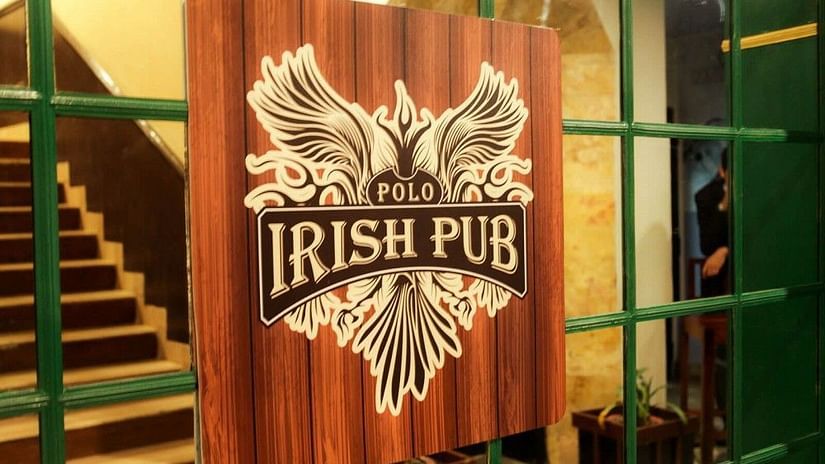 the entrance of Irish pub in Shillong