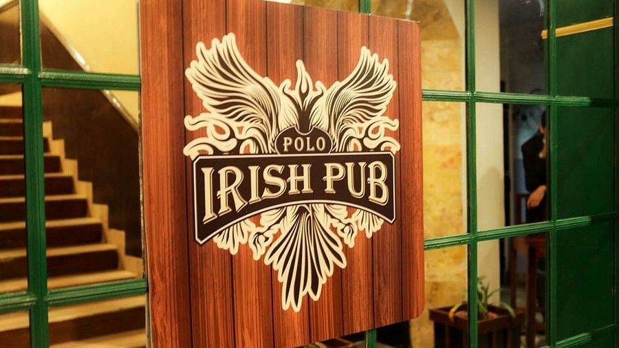 the entrance of Irish pub in Shillong