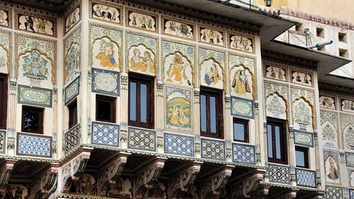 A haveli in Shekhawati with wall paintings