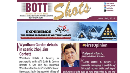 A 'Bott Shots' newspaper clipping, featuring an article about Wyndham Garden and a man's portrait - Lords Hotels & Resorts