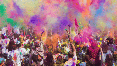 Several people celebrating holi together