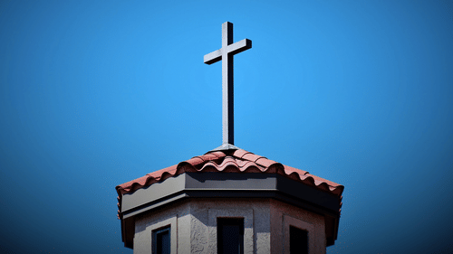 image featuring The Holy Cross located above a Church building