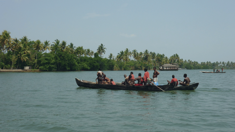People boating in the backwaters of goa