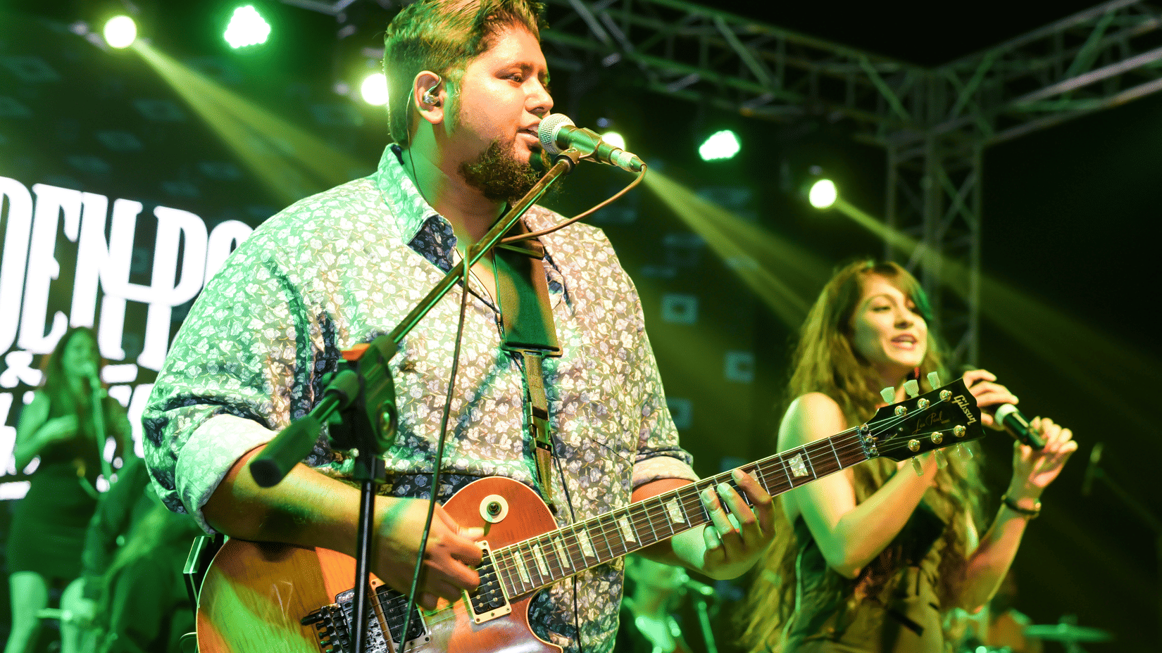 two singers performing at the skydeck event
