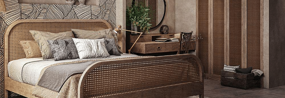 A spacious room featuring a large bed and a wall-mounted cupboard to the side at The Evren, Vagator.