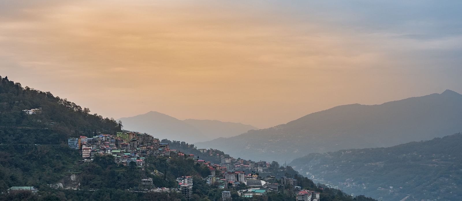 Scenic view of the hills .