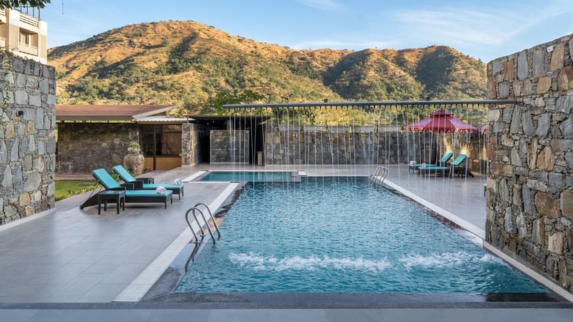 view of a swimming pool at Stone Wood Hotel, Kumbhalgarh