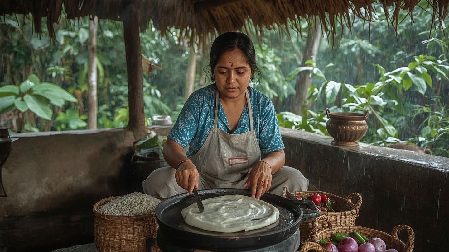 Fresh Maharashtrian monsoon snacks made at forest resort café in rural Maharashtra
