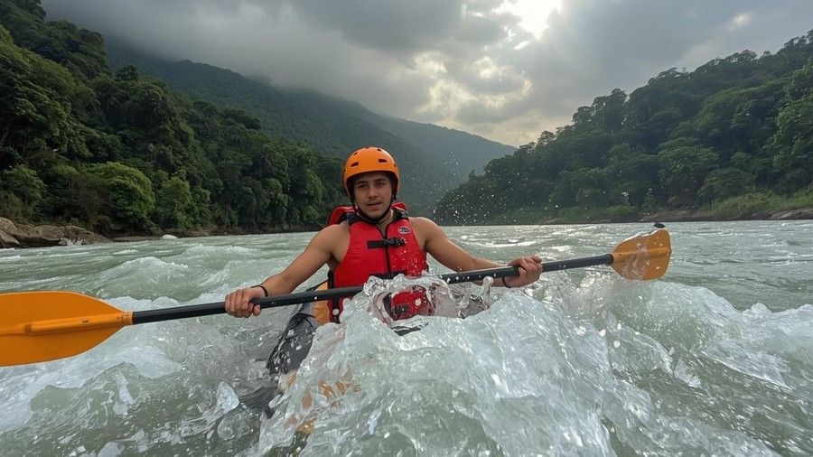 White-water rafting near Mumbai on the Kundalika River during monsoon season