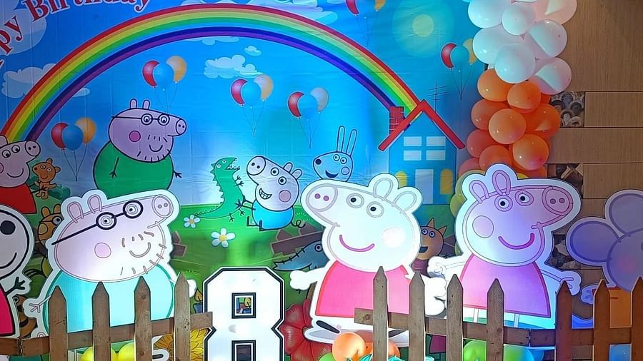 Image of a corner decorated with ballons and peppa pig cut outs at at The Oriental Residency