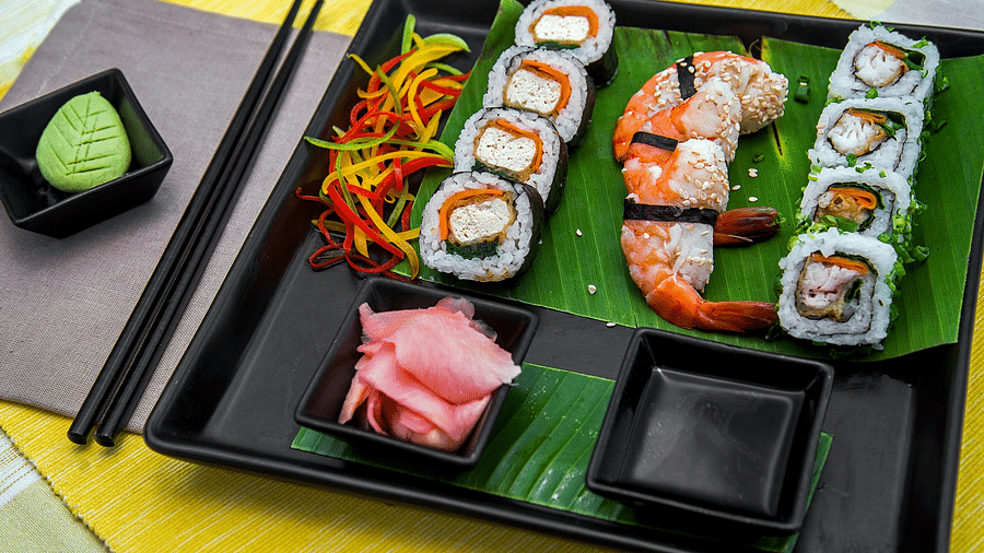 Fresh organic seafood sushi at Bay of Buddha