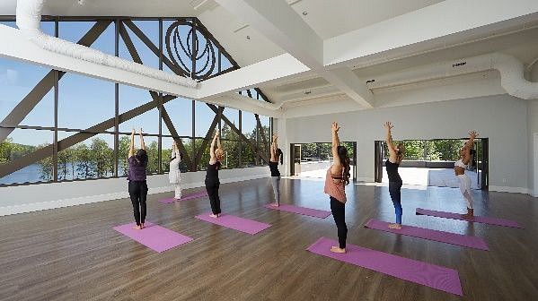 people doing yoga exercises