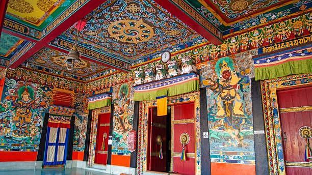 Pemayangtse Monastery stock image showing the entry of the monastry