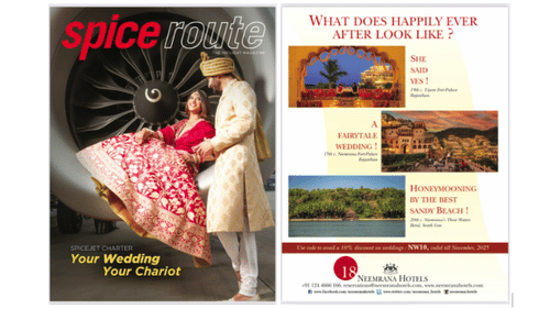 Spice route Magazine cover and content about neemrana