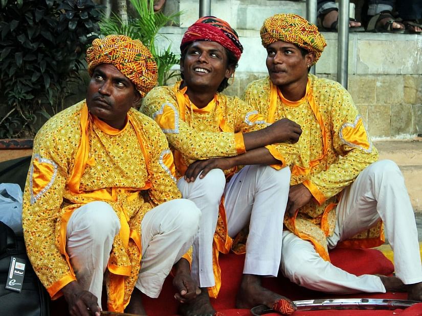 men clad in yellow