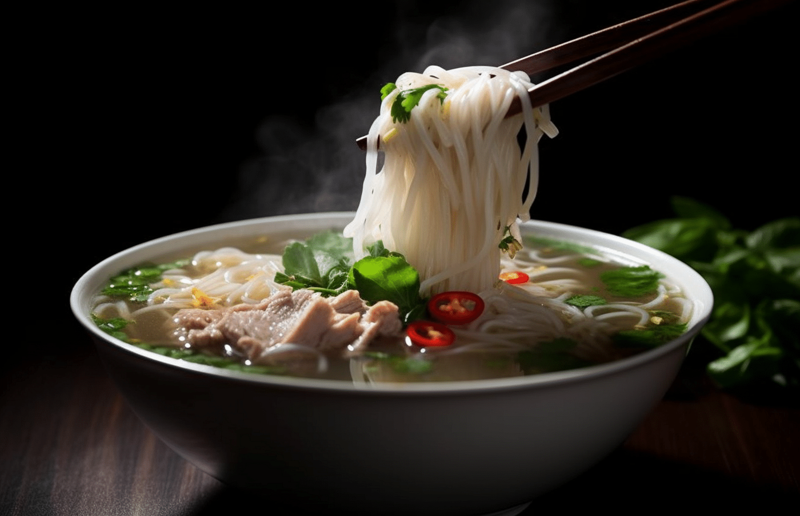 A close up of a person taking noodles with chopsticks from a bowl of noodle soup.