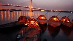 view of Princep Ghat during night time - polo floatel kolkata