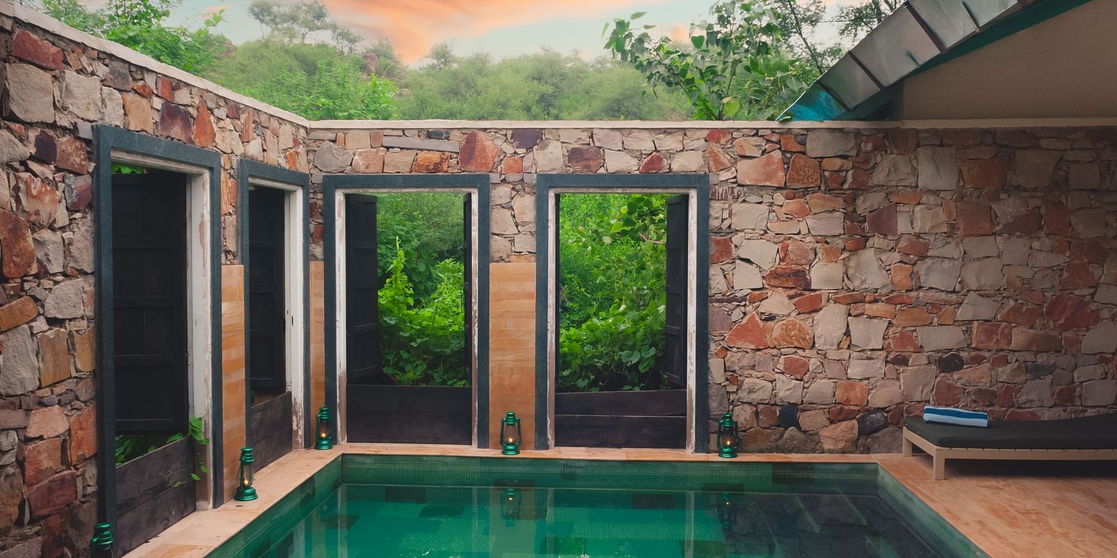 The private pool in the family cottages at our lodge in Sariska - Trees N Tigers, Sariska