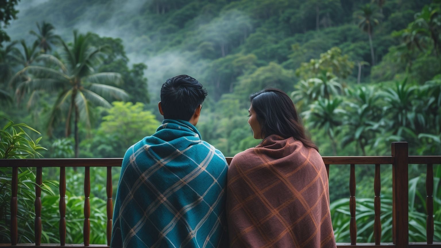 Romantic couple at a monsoon forest resort near Mumbai and Pune