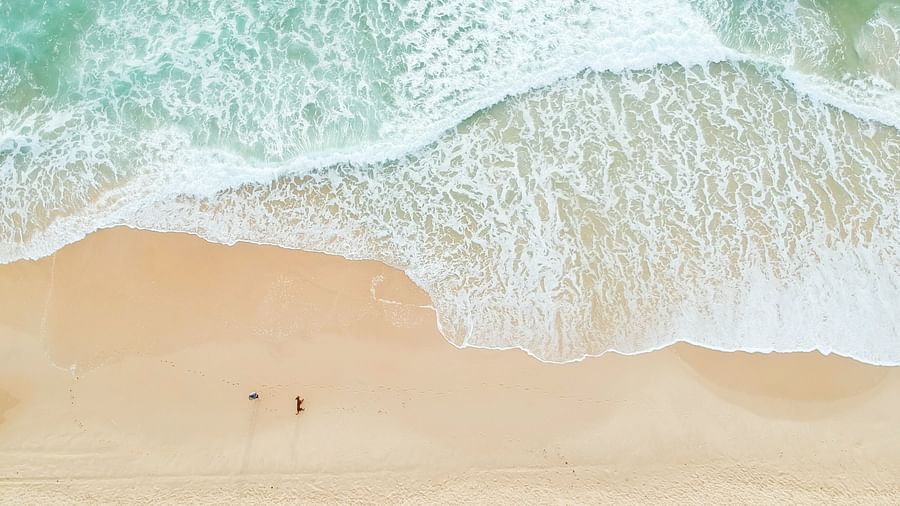 waves lapping on a sandy beach