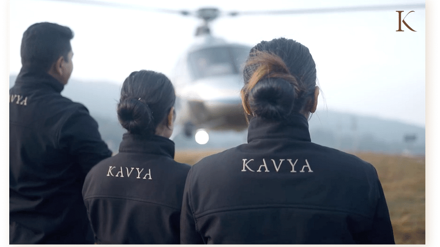 Three staff members wearing Kavya jersy, representing the hotel | Kavya Resort and Spa, Nagarkot