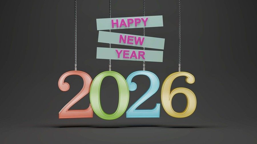 Graphic design wishing a Happy New Year 2026.