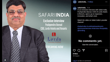 Screenshot of media promotion for Lords Hotels & Resorts.