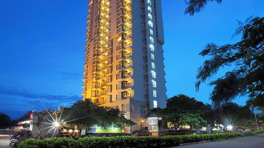 Facade of Starlit Suites, Bangalore during blue hour