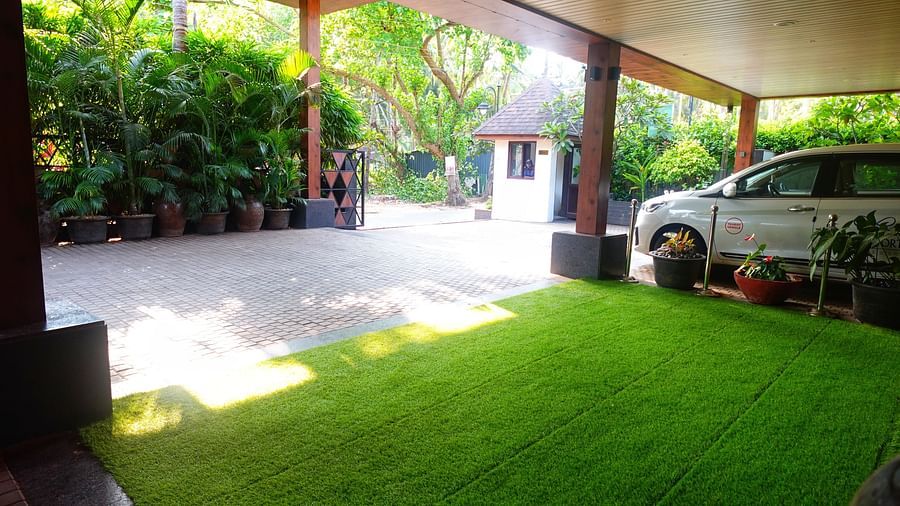 Image of a hotel entrance at Sobit Sarovar Portico, Goa