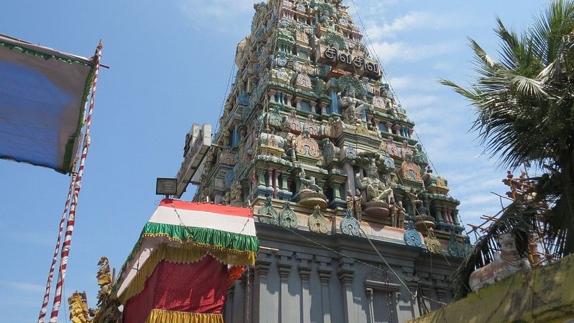 facade image of Marundeeswarar Temple Gopuram