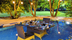 Seating in swimming pool private dining- The Golden tusk