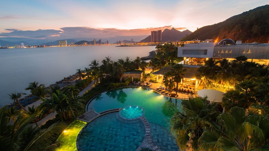 An aerial view of the resort that also has a river view - Alibu Resort Nha Thrang