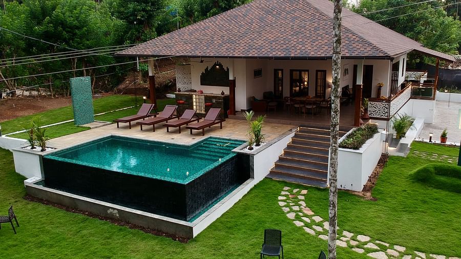 A view of the villa and its private pool, highlighting the outdoor relaxation space - BluSalzz Collection - Tranquil Resort, Wayanad