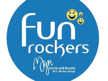 A logo of the indoor activities and games centre named as Fun Rockers - MGM Whispering Meadows