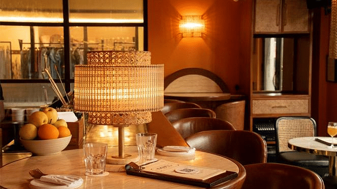 restaurant interior views with a bar counter