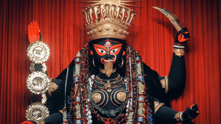 An image of kaali idol during a Durga puja 