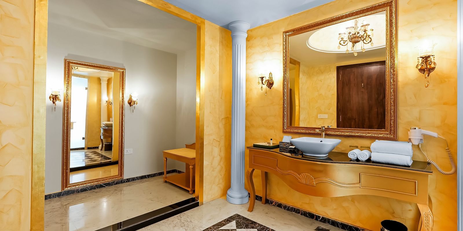 An overview of the changing room with sink area also seen - Rajasthali Resort & Spa, Jaipur.