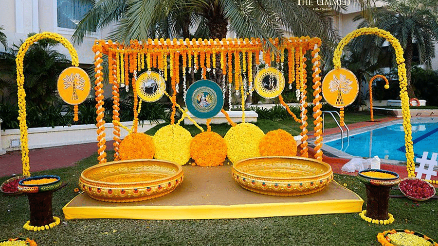 Haldi-decor Pool SIde Venue - The Ummed Ahmedabad