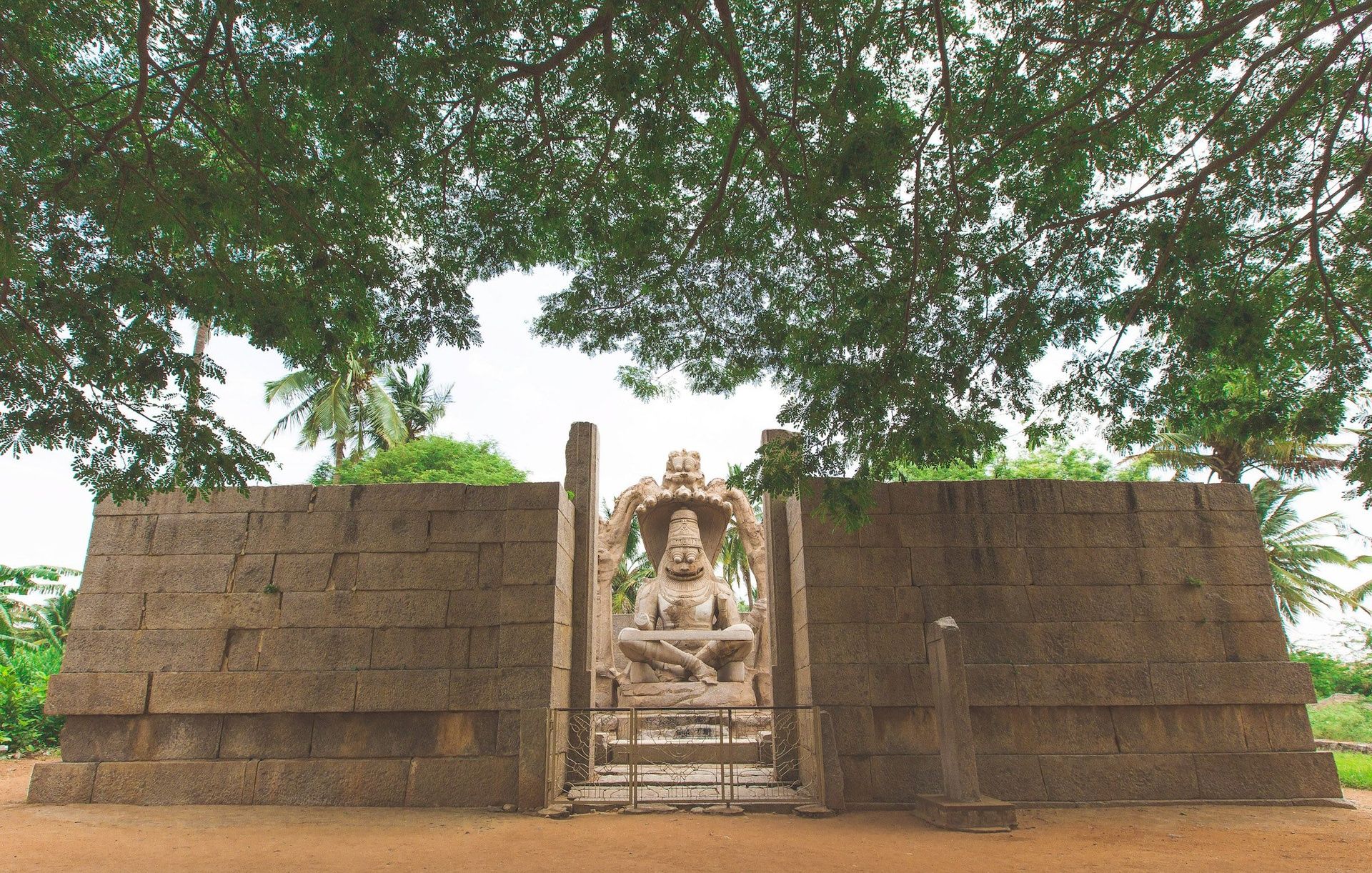 Colossal Lakshmi Narasimha statue in Hampi.