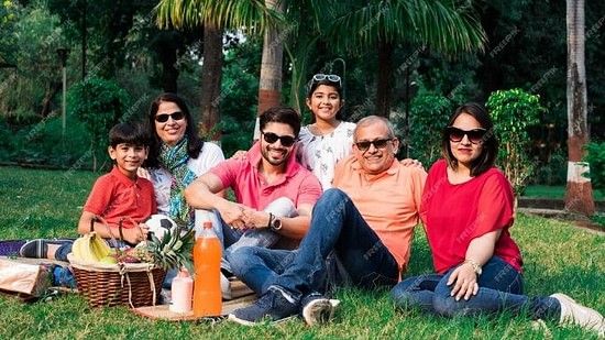 Family enjoying Picnic Amongst Nature