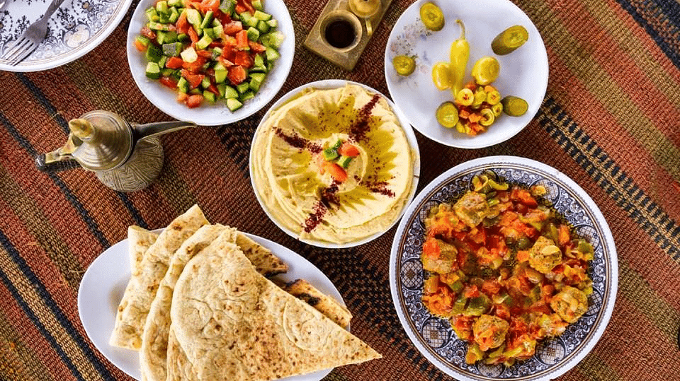 Platter of Middle-Eastern food on table - Hablis Hotel, Chennai